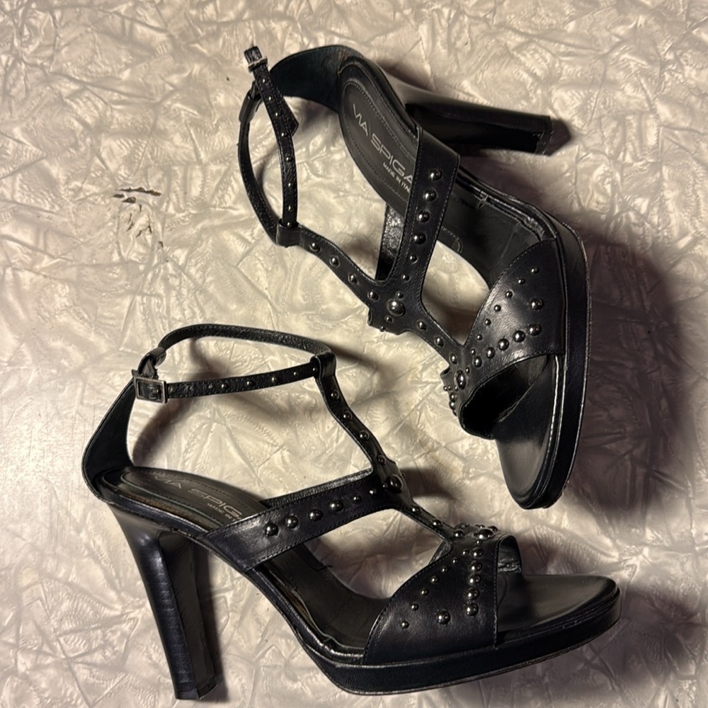 Via Spiga Black Studded Women's Sandals - Size 8
